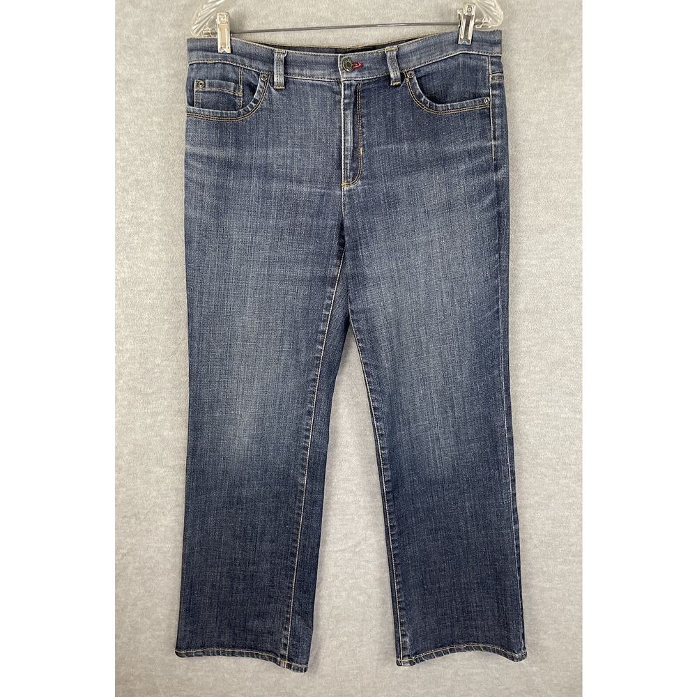Talbots Petites 10P Boot Cut Jeans Blue Denim 34 x 28 Mid Rise